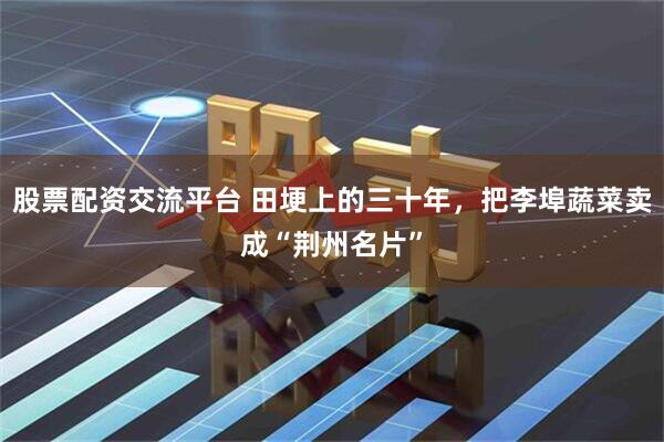 股票配资交流平台 田埂上的三十年，把李埠蔬菜卖成“荆州名片”